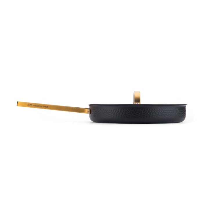 Arvet gehamerde zwarte hapjespan met deksel, Model X2, Ø28 cm Vargen & Thor