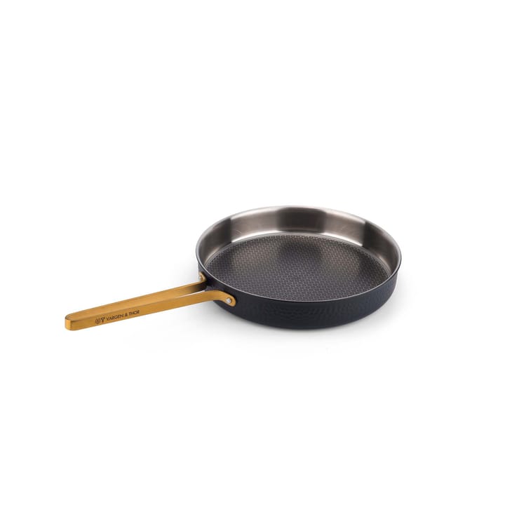 Arvet gehamerde zwarte hapjespan met deksel, Model X2, Ø28 cm Vargen & Thor