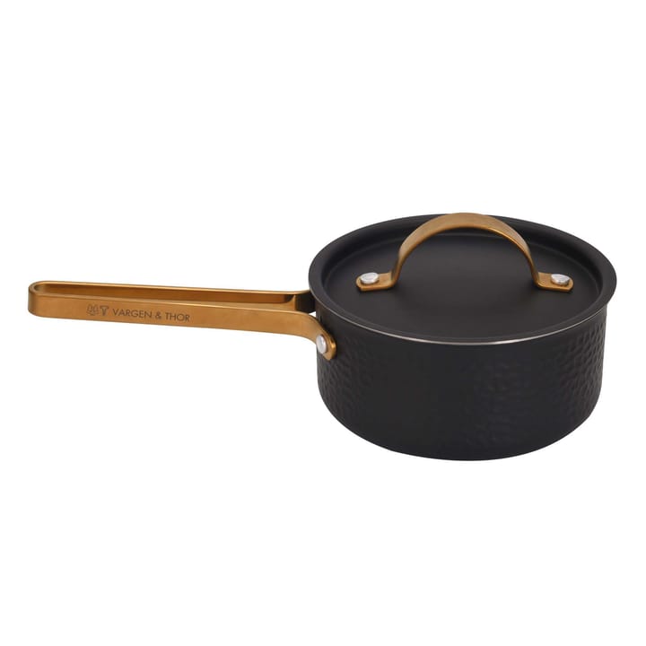 Arvet gehamerde zwarte steelpan met deksel, Viggo, 1 L Vargen & Thor