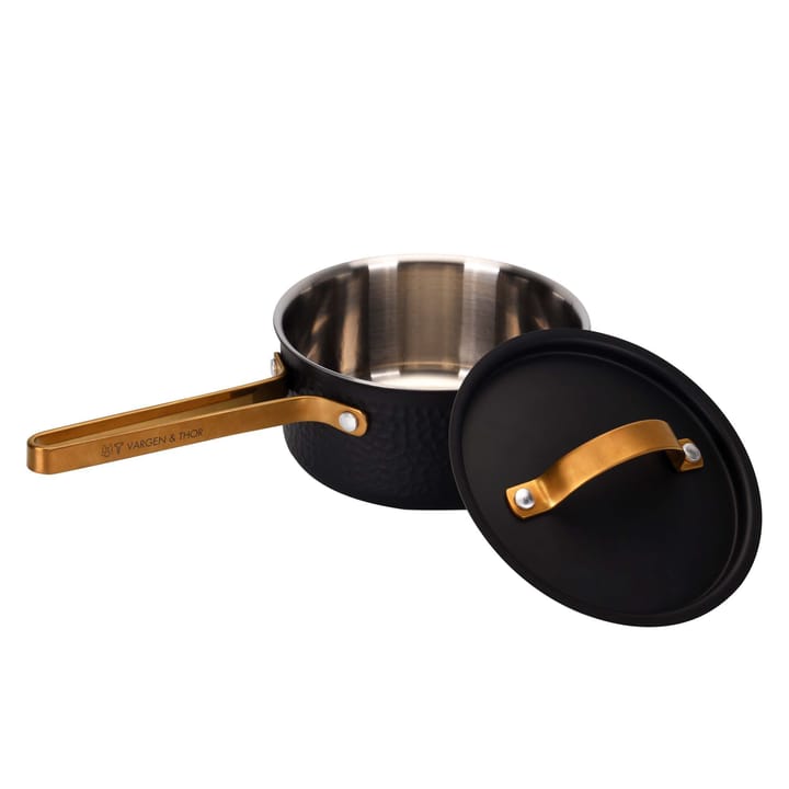Arvet gehamerde zwarte steelpan met deksel, Viggo, 1 L Vargen & Thor