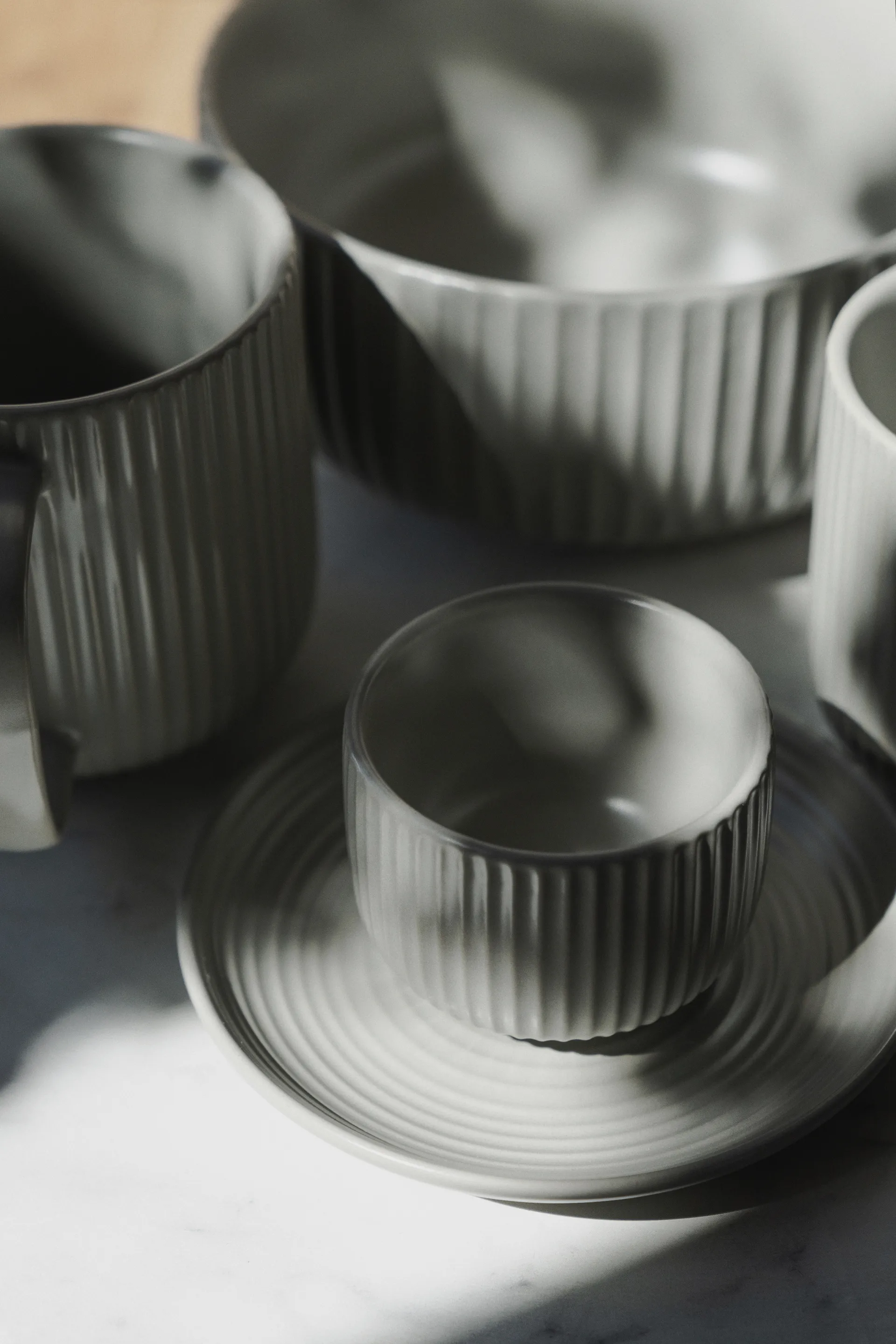 Duga espressokopje met schotel 4-pack, Wit, zandgrijs, antraciet, zwart Vargen & Thor