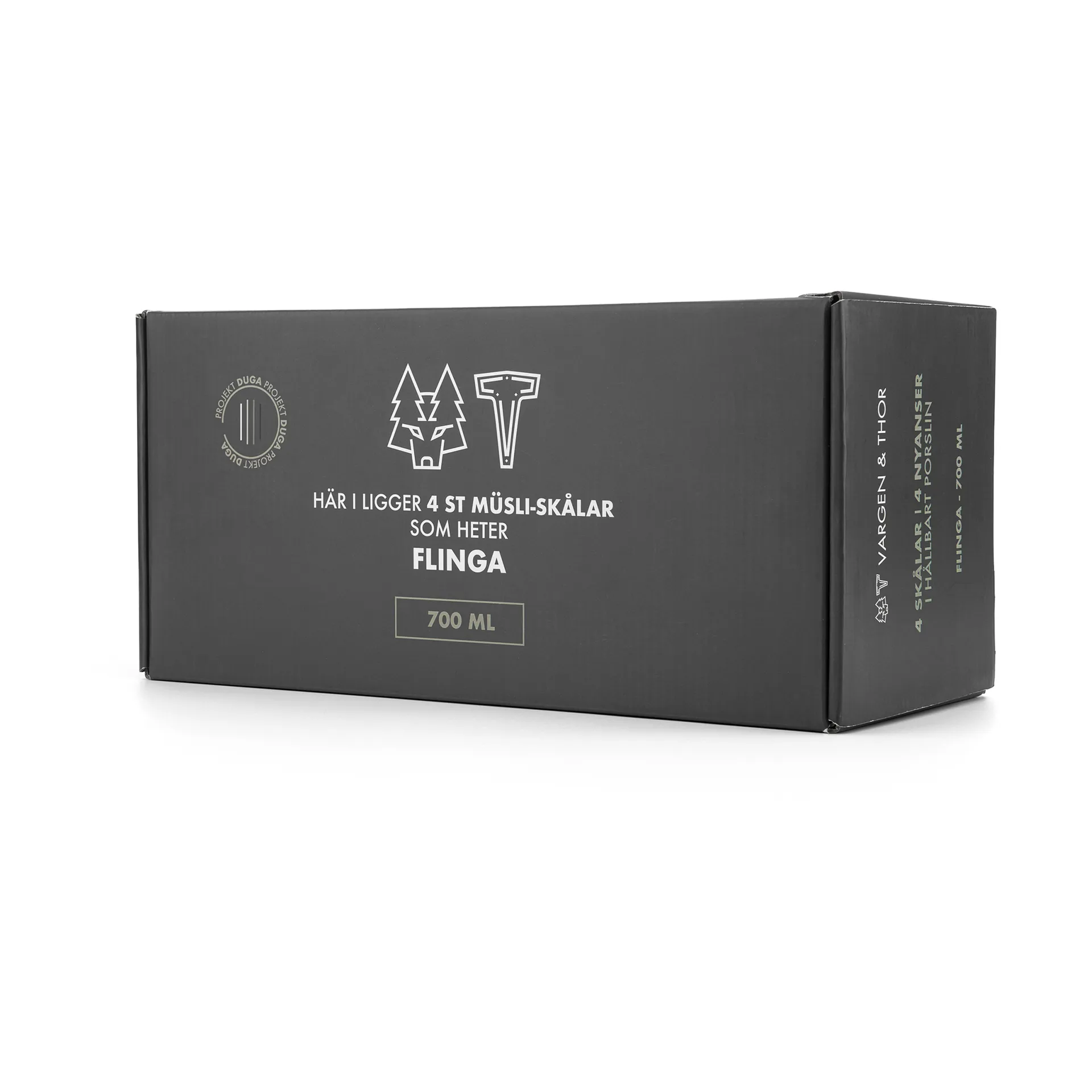 Duga flinga kom 70 cl 4-pack, Wit, zandgrijs, antraciet, zwart Vargen & Thor