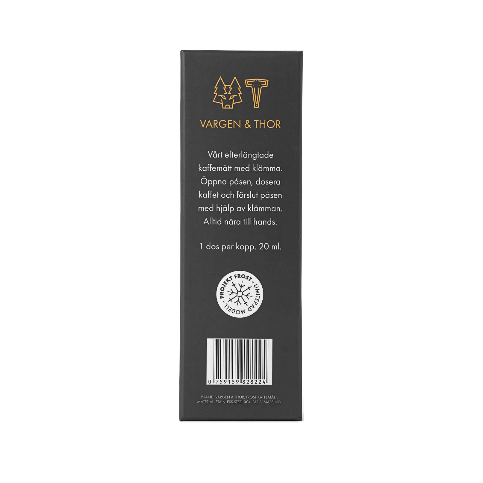 Frost koffiemaatlepel met klem, Messing, 20 ml Vargen & Thor