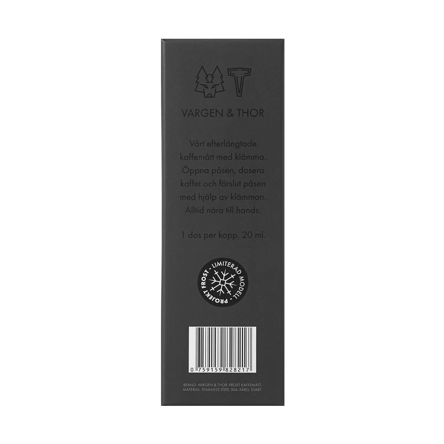 Frost koffiemaatlepel met klem, Zwart, 20 ml Vargen & Thor