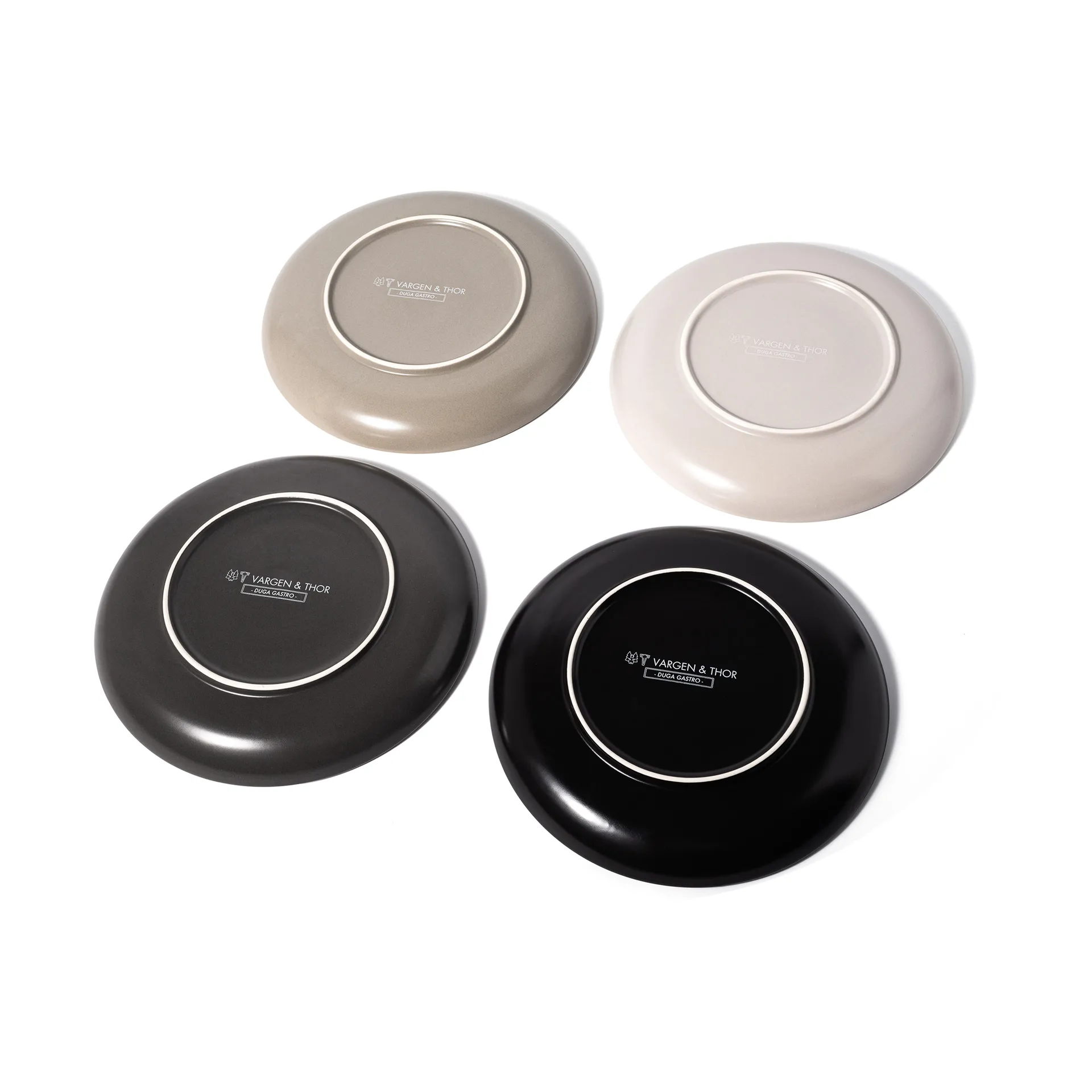 Gastro bord Ø25 cm 4-pack, Wit, zandgrijs, antraciet, zwart Vargen & Thor