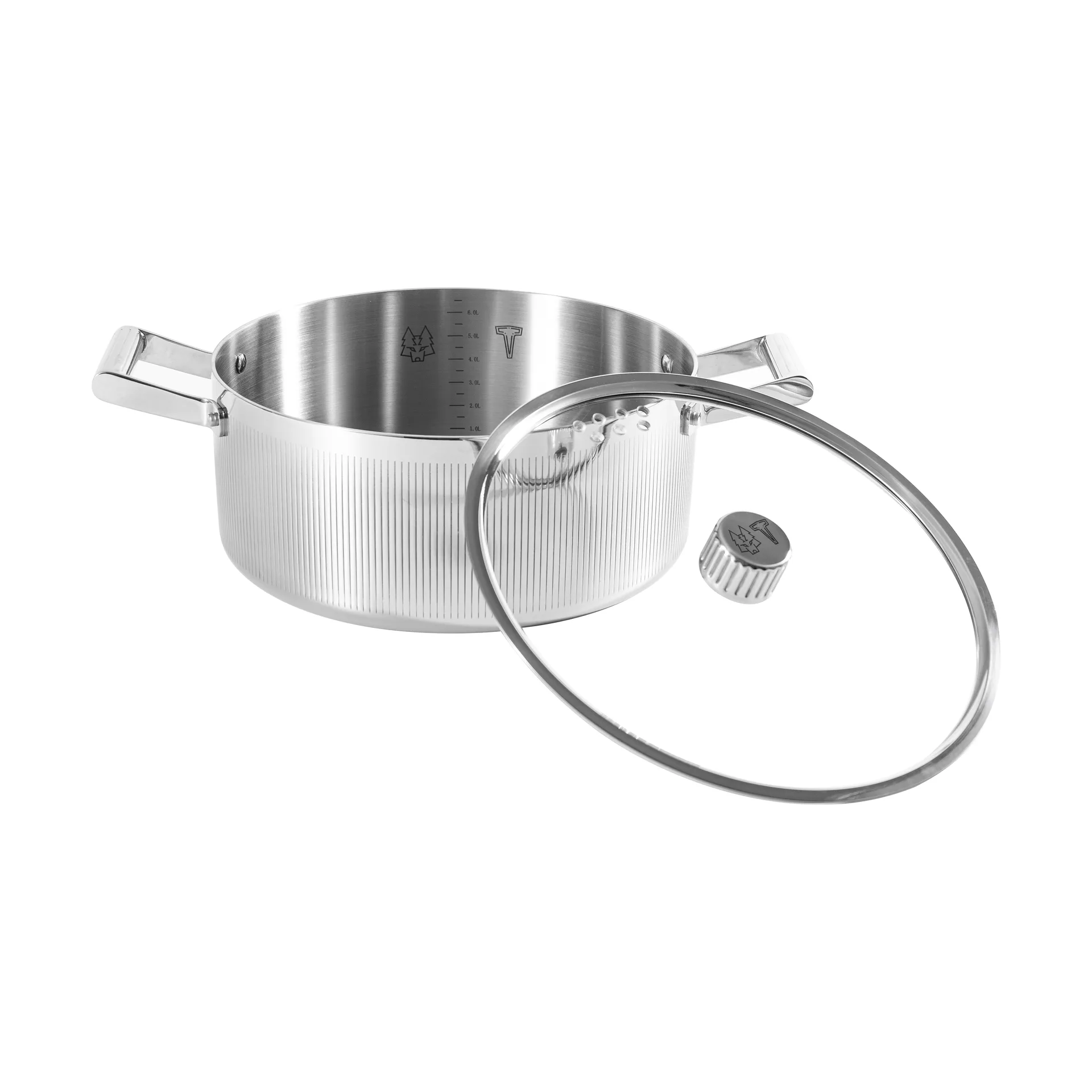 Glima braadpan, Roestvrij staal, glazen deksel, 7 l Vargen & Thor