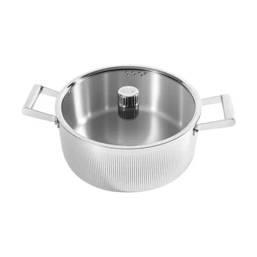 Glima braadpan - Roestvrij staal, glazen deksel, 7 l - Vargen & Thor
