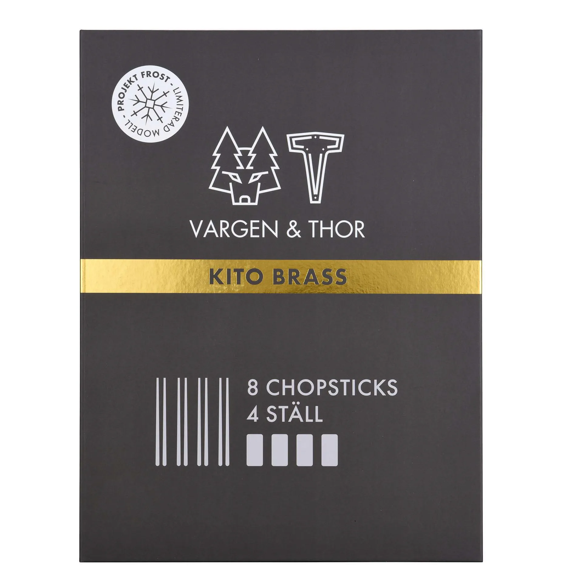 Kito Chopsticks eetstokjes 4-pack, Messing Vargen & Thor