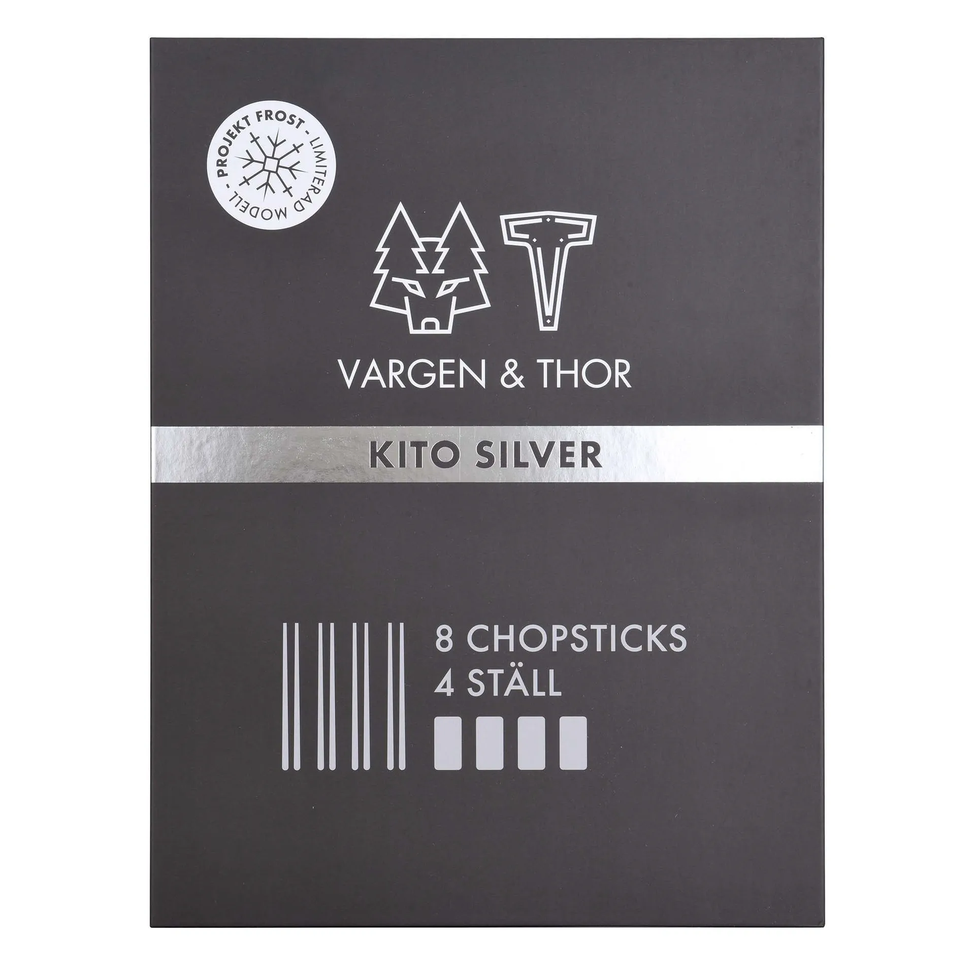 Kito Chopsticks eetstokjes 4-pack, Zilver Vargen & Thor