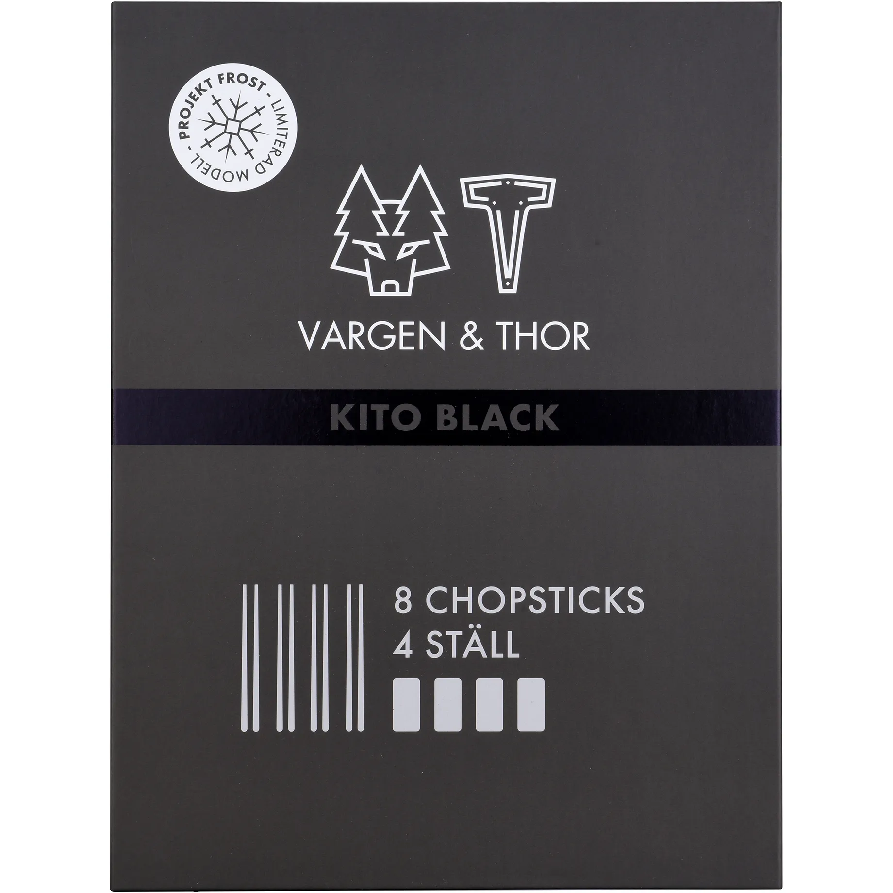 Kito Chopsticks eetstokjes 4-pack, Zwart Vargen & Thor