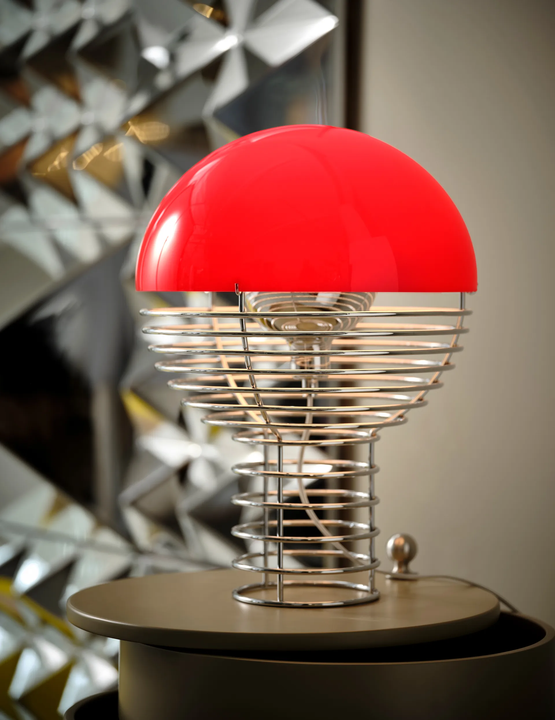 Wire tafellamp Ø30 cm, Chrome-red Verpan