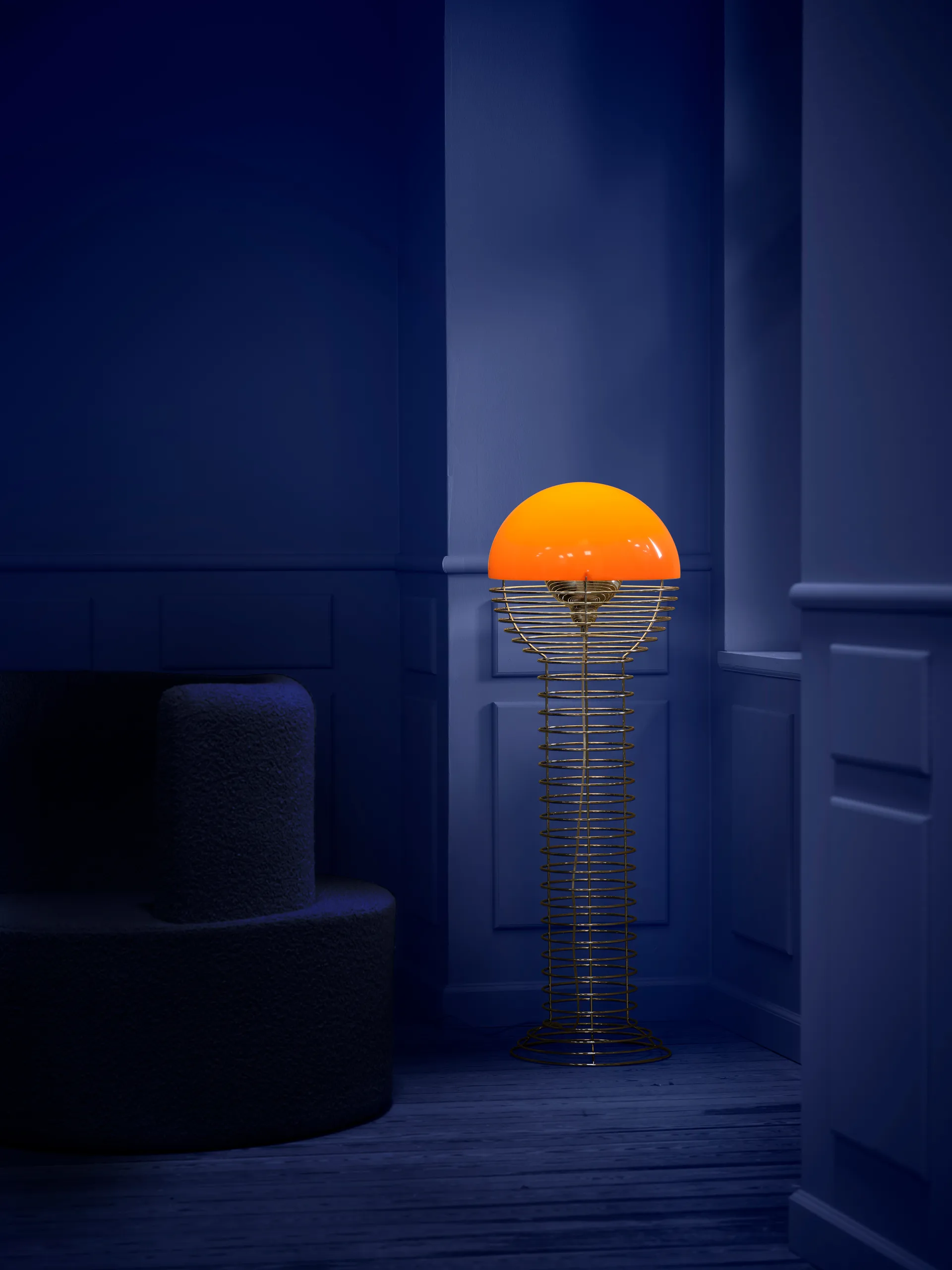 Wire vloerlamp, Chrome-orange Verpan