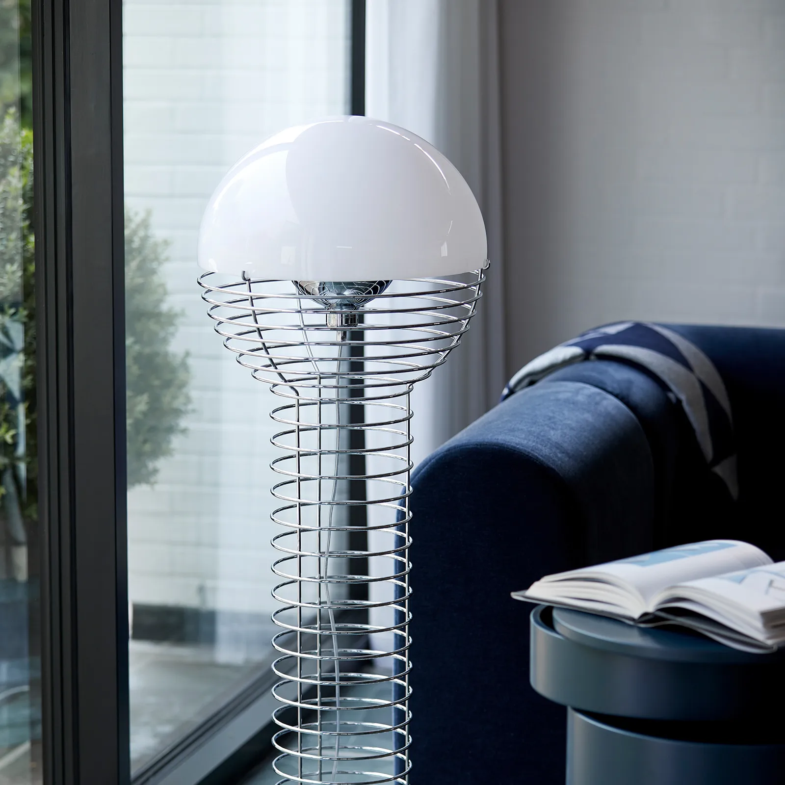 Wire vloerlamp, Wit Verpan