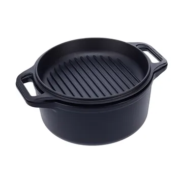 Braadpan en grillpan gietijzer voorbehandeld - 2 delen - Victoria