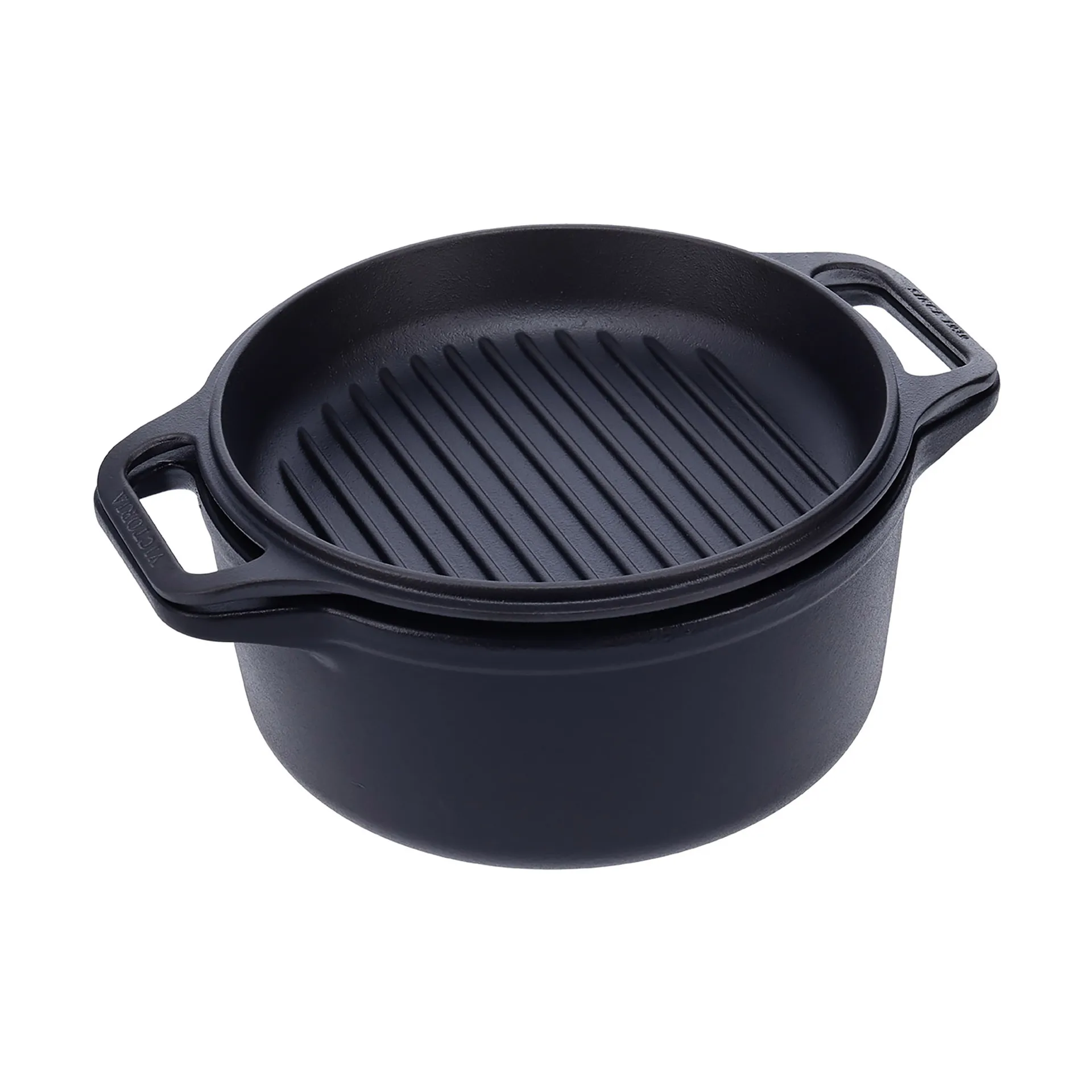 Braadpan en grillpan gietijzer voorbehandeld, 2-delig Victoria