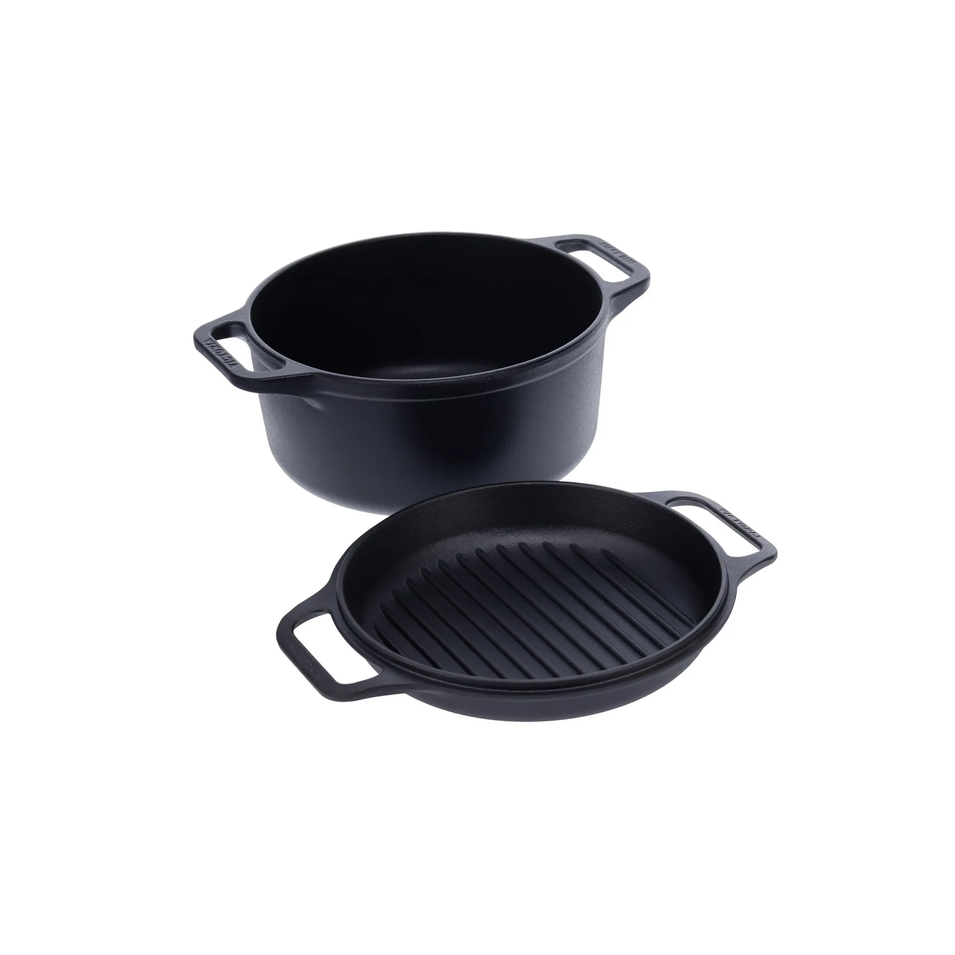 Braadpan en grillpan gietijzer voorbehandeld, 2-delig Victoria