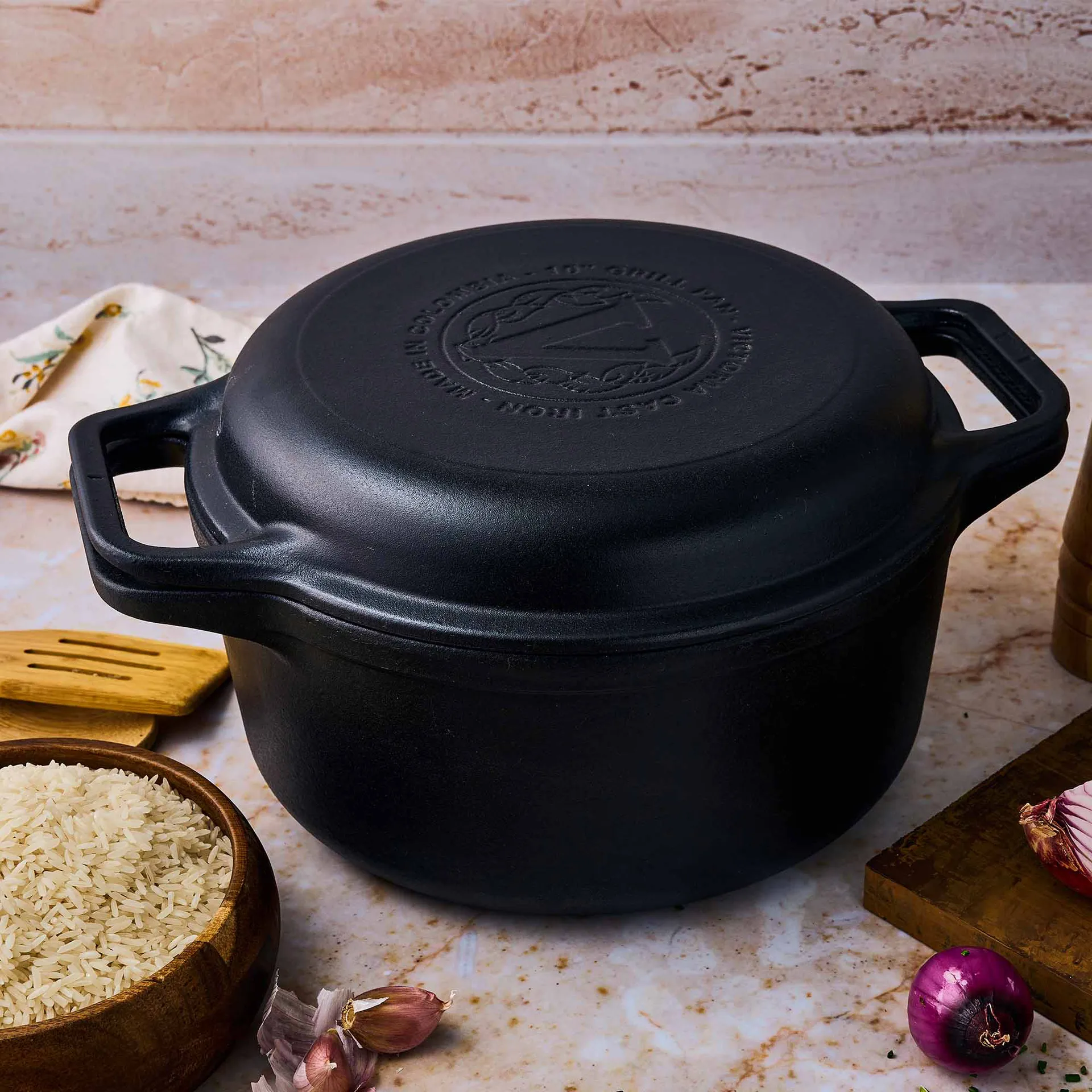 Braadpan en grillpan gietijzer voorbehandeld, 2-delig Victoria
