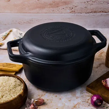 Braadpan en grillpan gietijzer voorbehandeld - 2-delig - Victoria