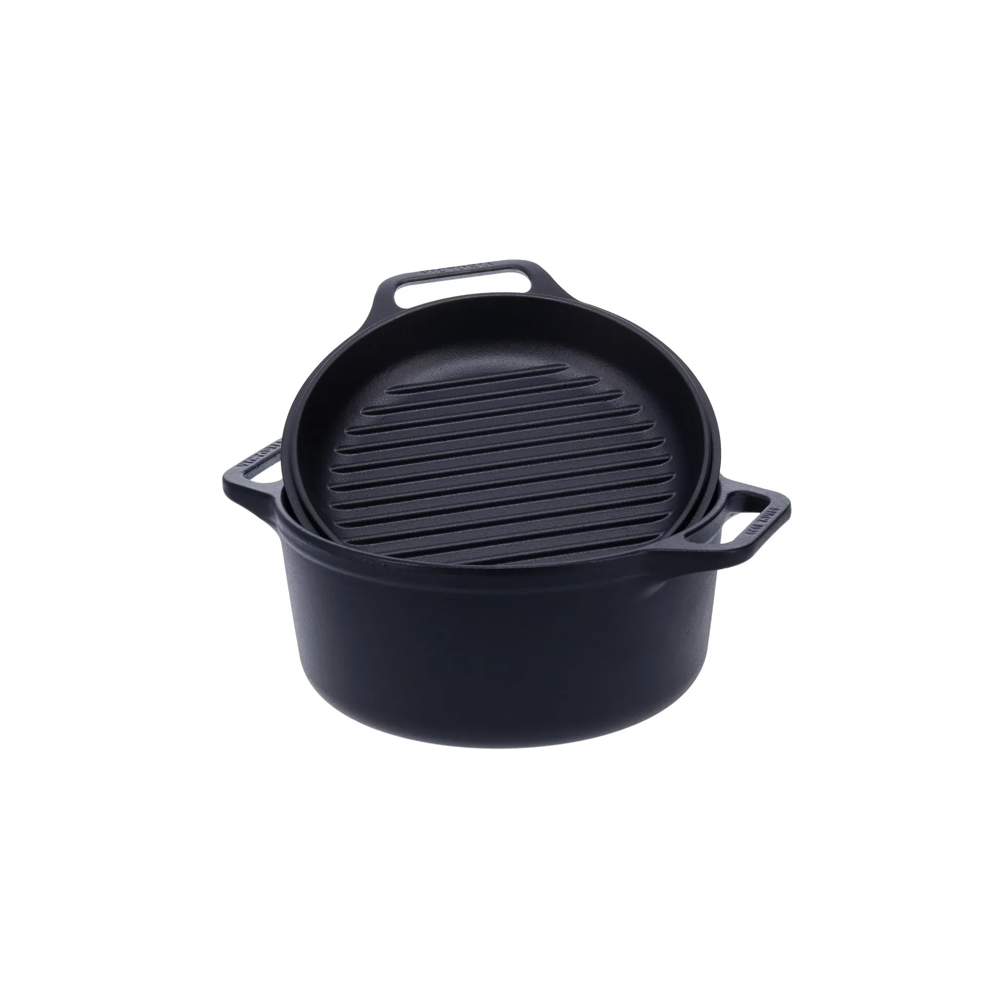 Combo Cooker gietijzeren braadpan–koekenpannenset 2-delig, Zwart Victoria