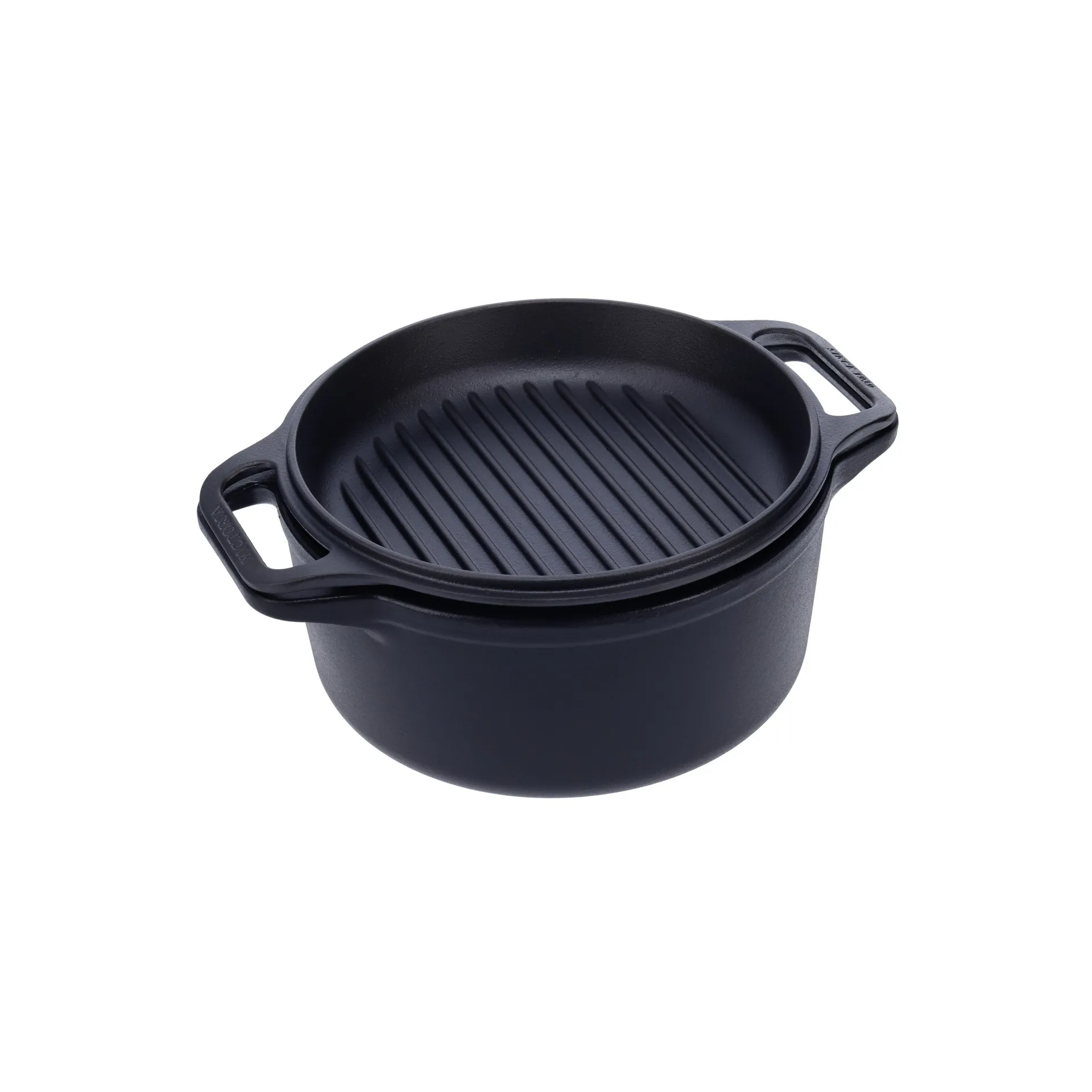 Combo Cooker gietijzeren braadpan–koekenpannenset 2-delig, Zwart Victoria