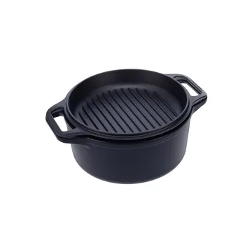 Combo Cooker gietijzeren braadpan–koekenpannenset 2-delig - Zwart - Victoria