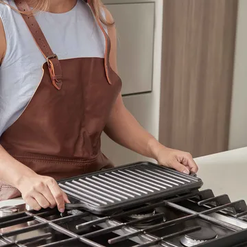 Gietijzeren bakplaat omkeerbaar 21x33 cm - Zwart - Victoria