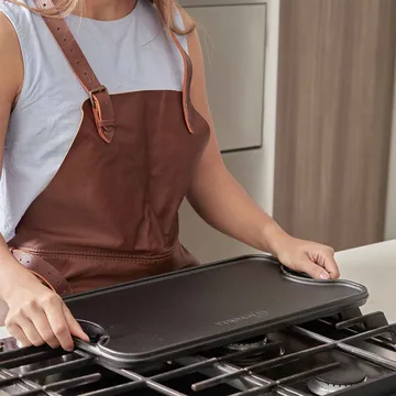 Gietijzeren bakplaat omkeerbaar 25x47 cm - Zwart - Victoria