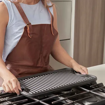 Gietijzeren bakplaat omkeerbaar 25x47 cm - Zwart - Victoria