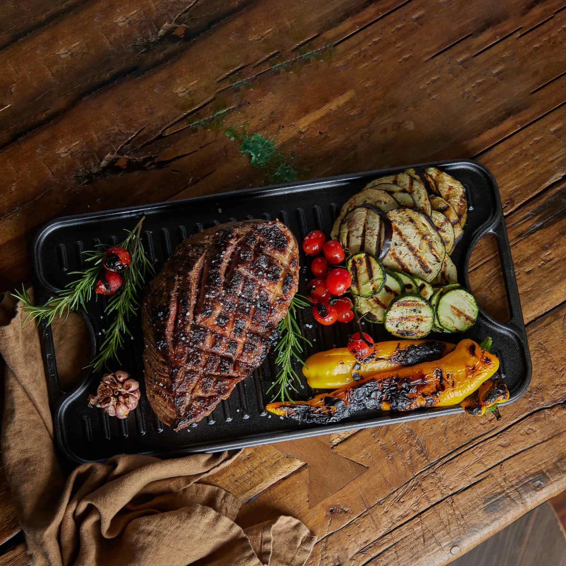 Gietijzeren bakplaat omkeerbaar 25x47 cm, Zwart Victoria