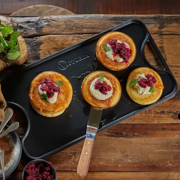 Gietijzeren bakplaat omkeerbaar 25x47 cm - Zwart - Victoria