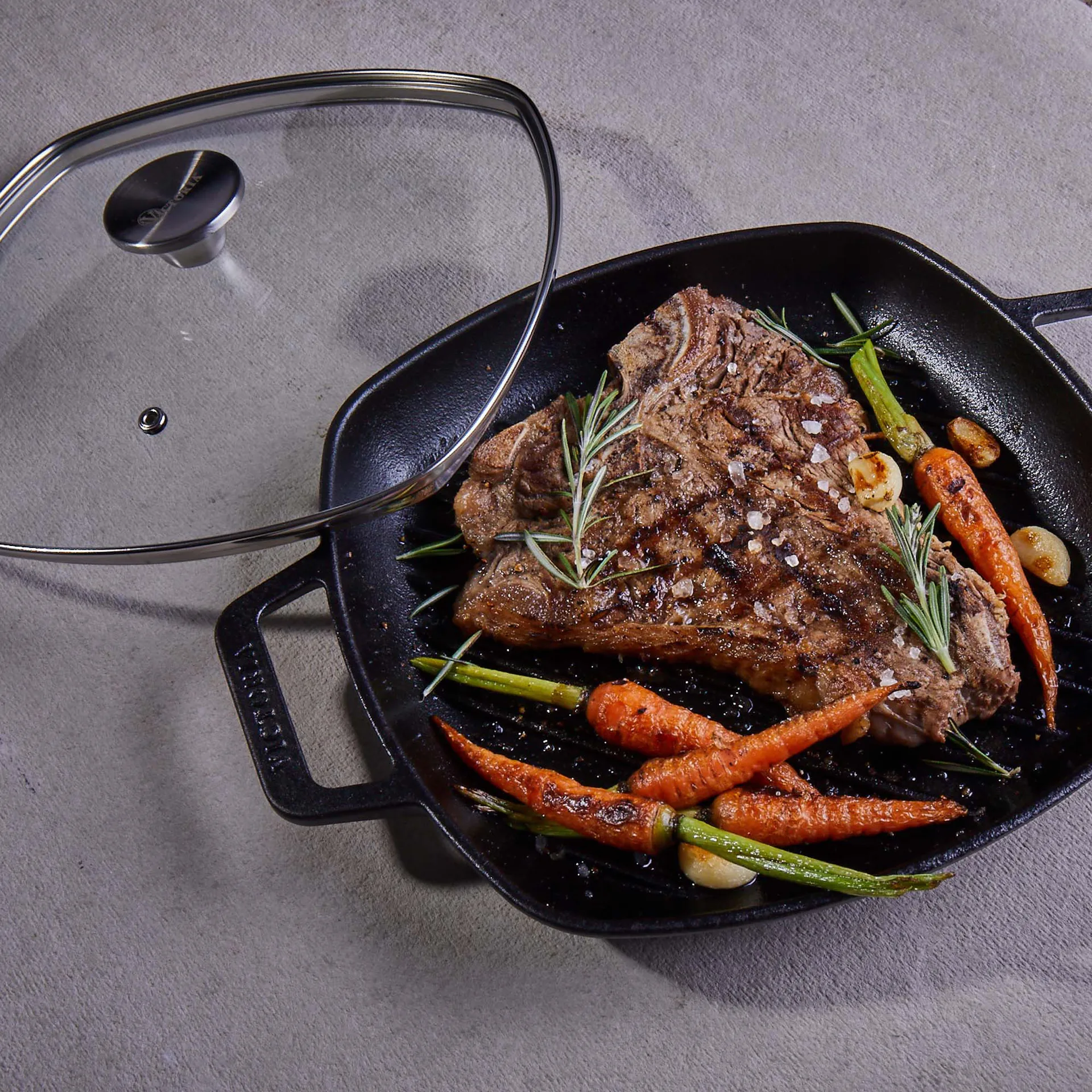 Glazen deksel met knop, 25x25 cm Victoria