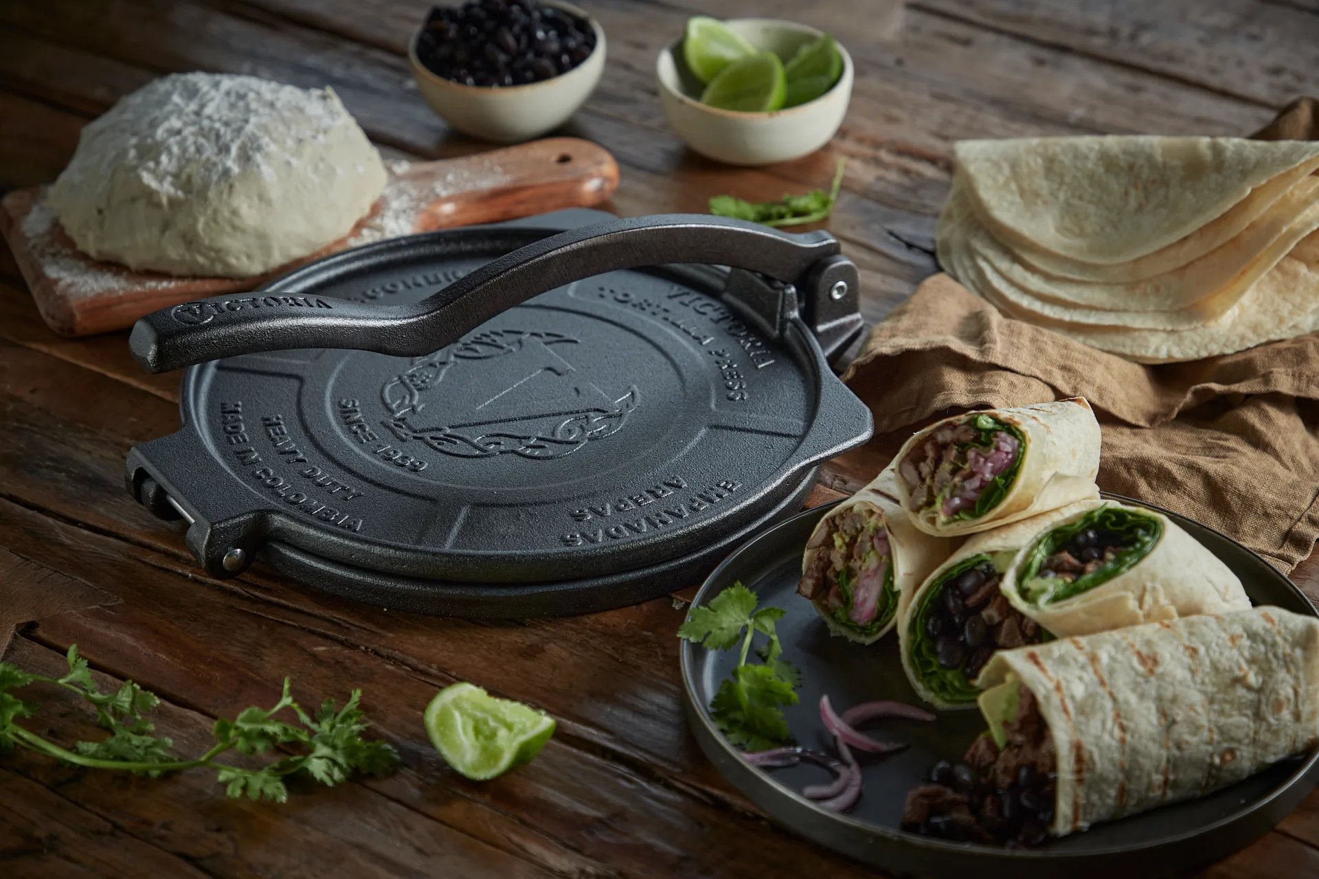 Heavy duty tortillapers Ø25 cm, Zwart, gietijzer Victoria