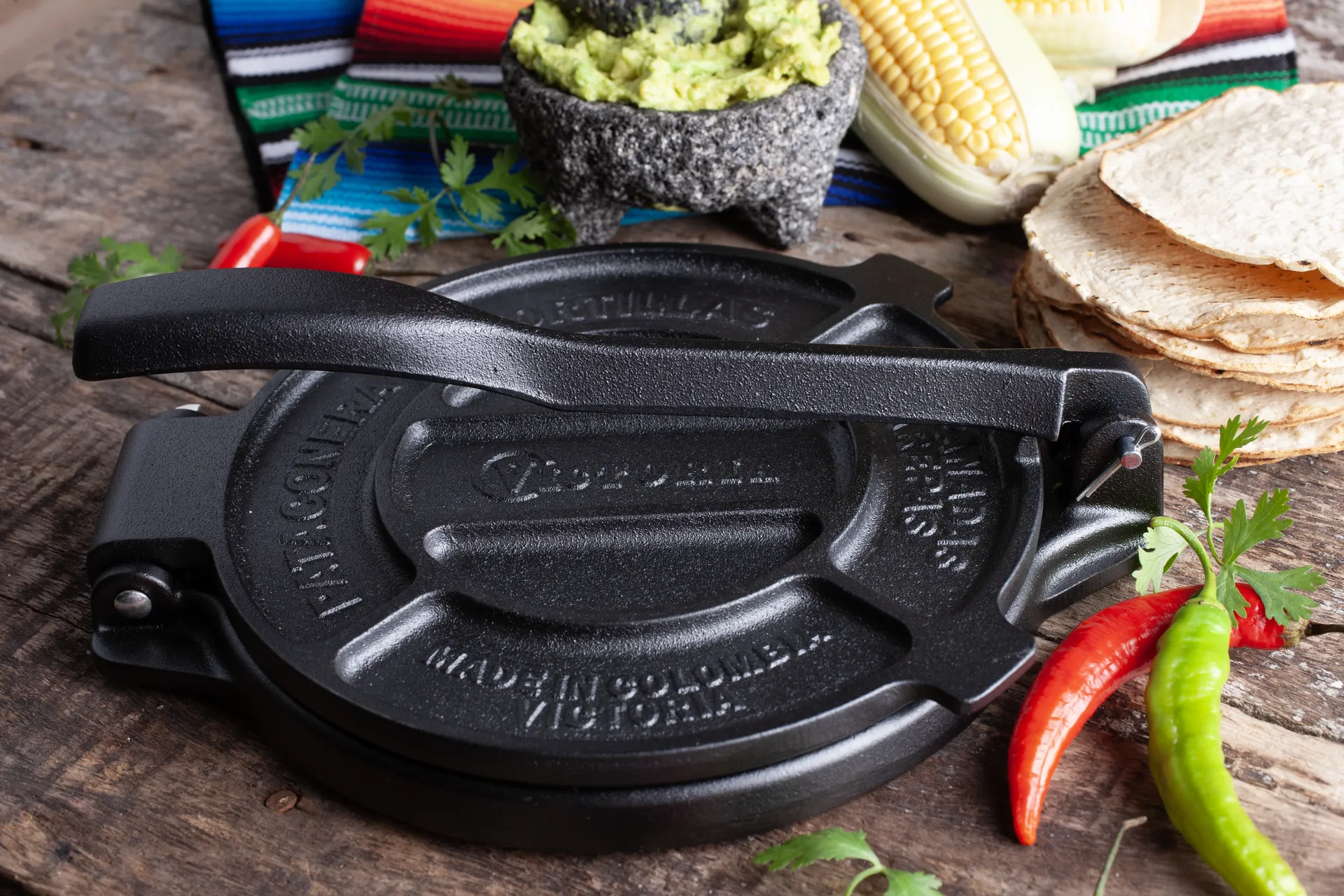 Tortillapers 16,5 cm gietijzer zwart, Zwart Victoria