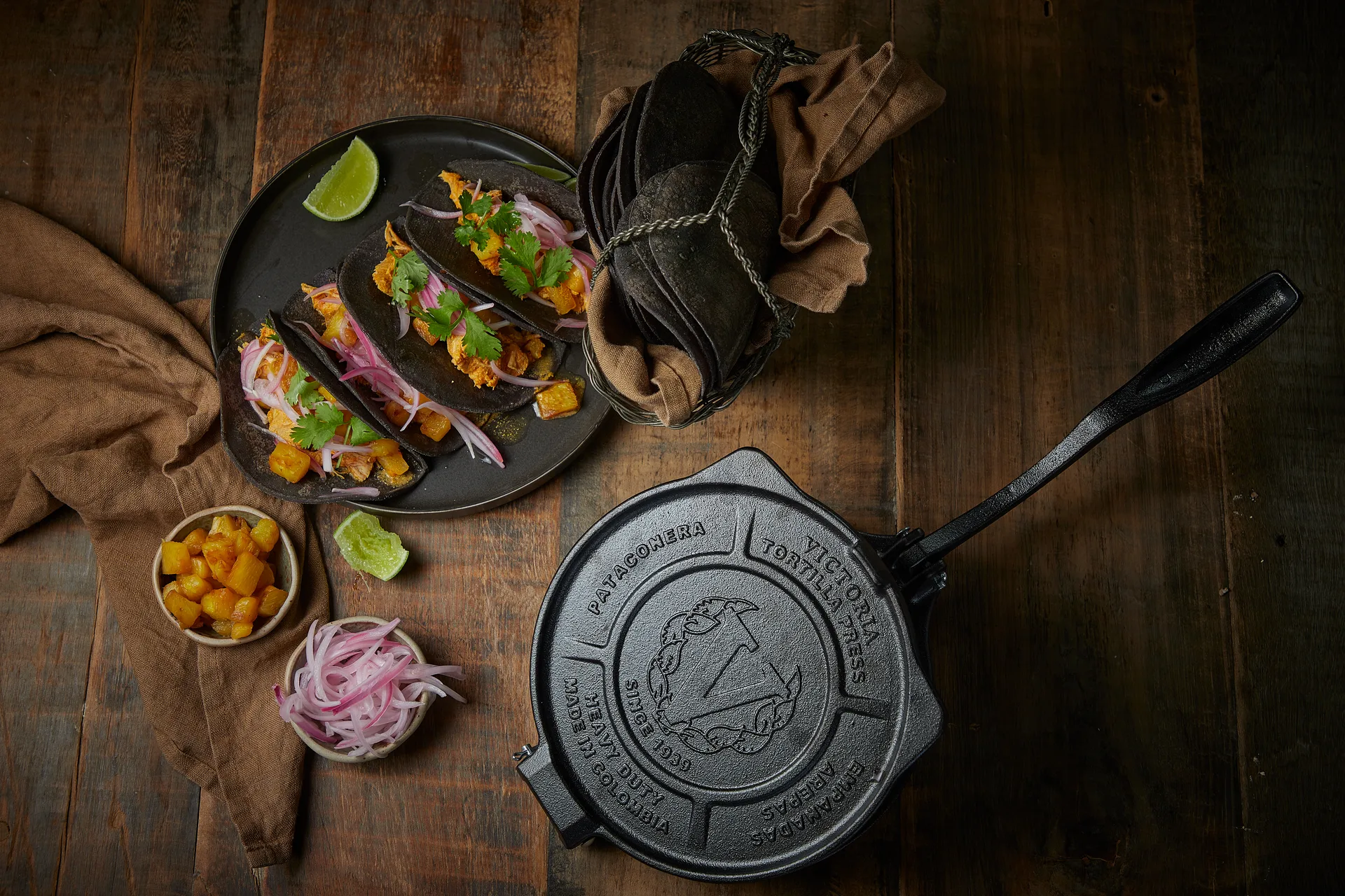 Tortillapers heavy duty gietijzer Ø20 cm, Zwart Victoria