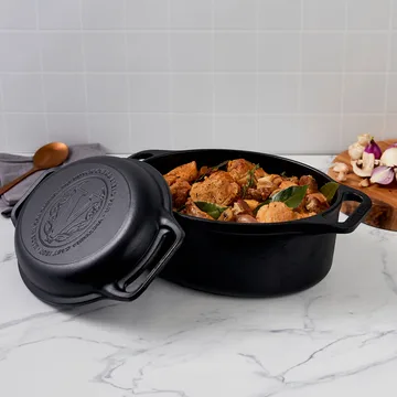 Victoria gietijzeren braadpan en broodpan geëmailleerd - 2-delig - Victoria