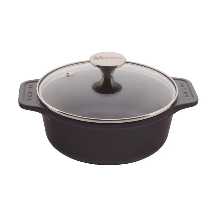Victoria gietijzeren braadpan met glazen deksel enameled - 1,9 l - Victoria
