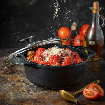 Victoria gietijzeren braadpan met glazen deksel enameled - 3,8 l - Victoria