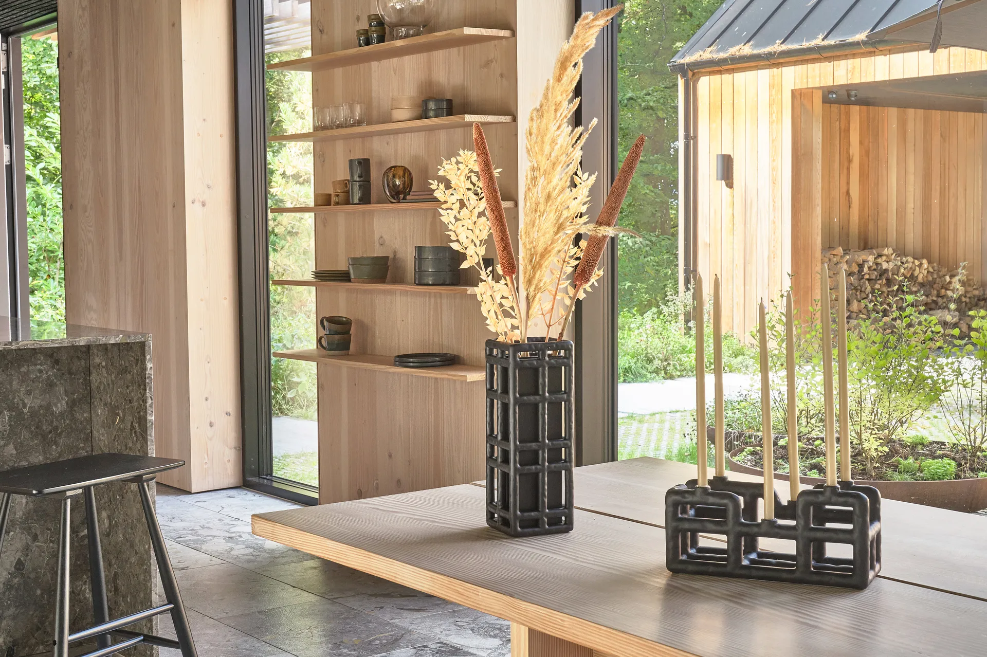 Lyst kandelaar 6 kaarsen, Zwart Villa Collection