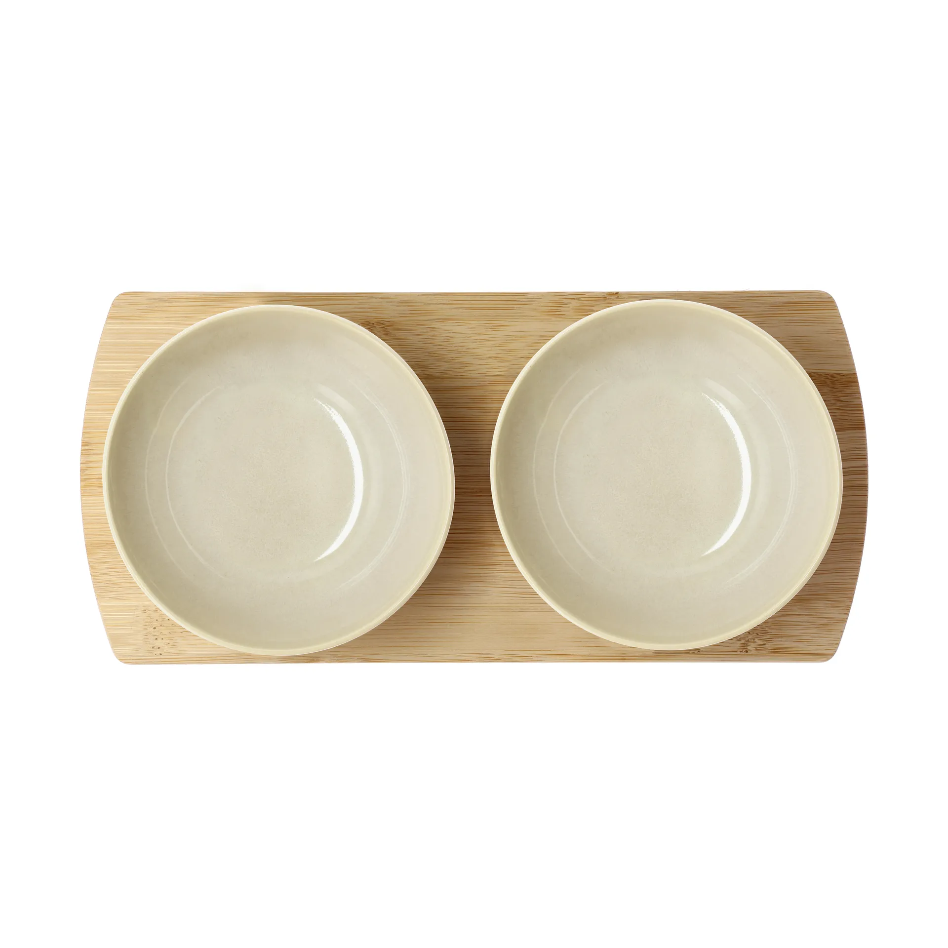 Shoku bamboe dienblad met 2 schalen, Beige Villa Collection