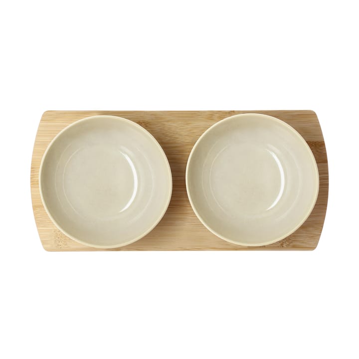 Shoku bamboe dienblad met 2 schalen, Beige Villa Collection