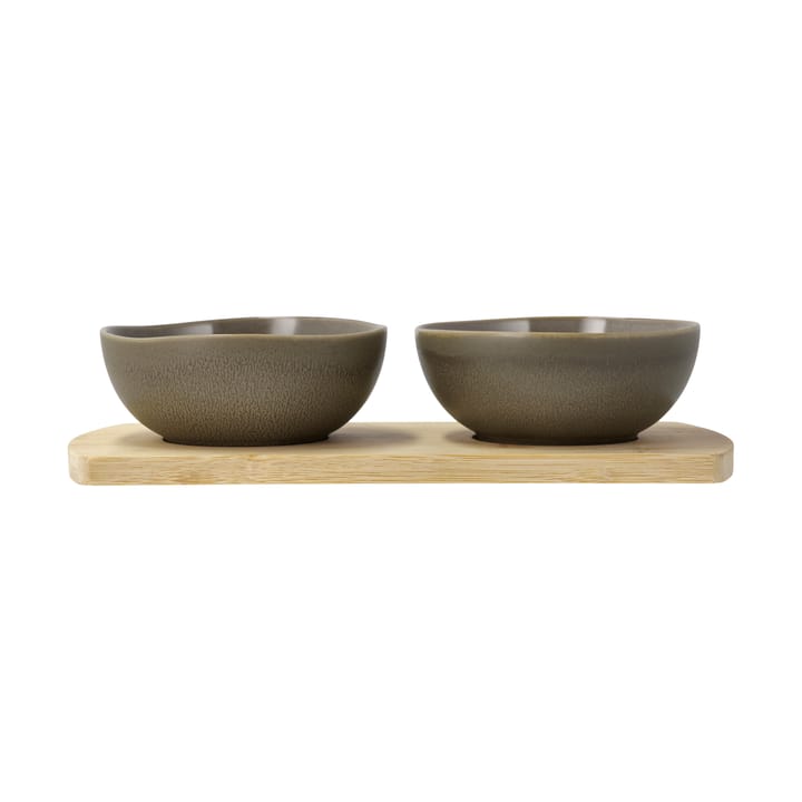 Shoku bamboe dienblad met 2 schalen - Warm Brown - Villa Collection