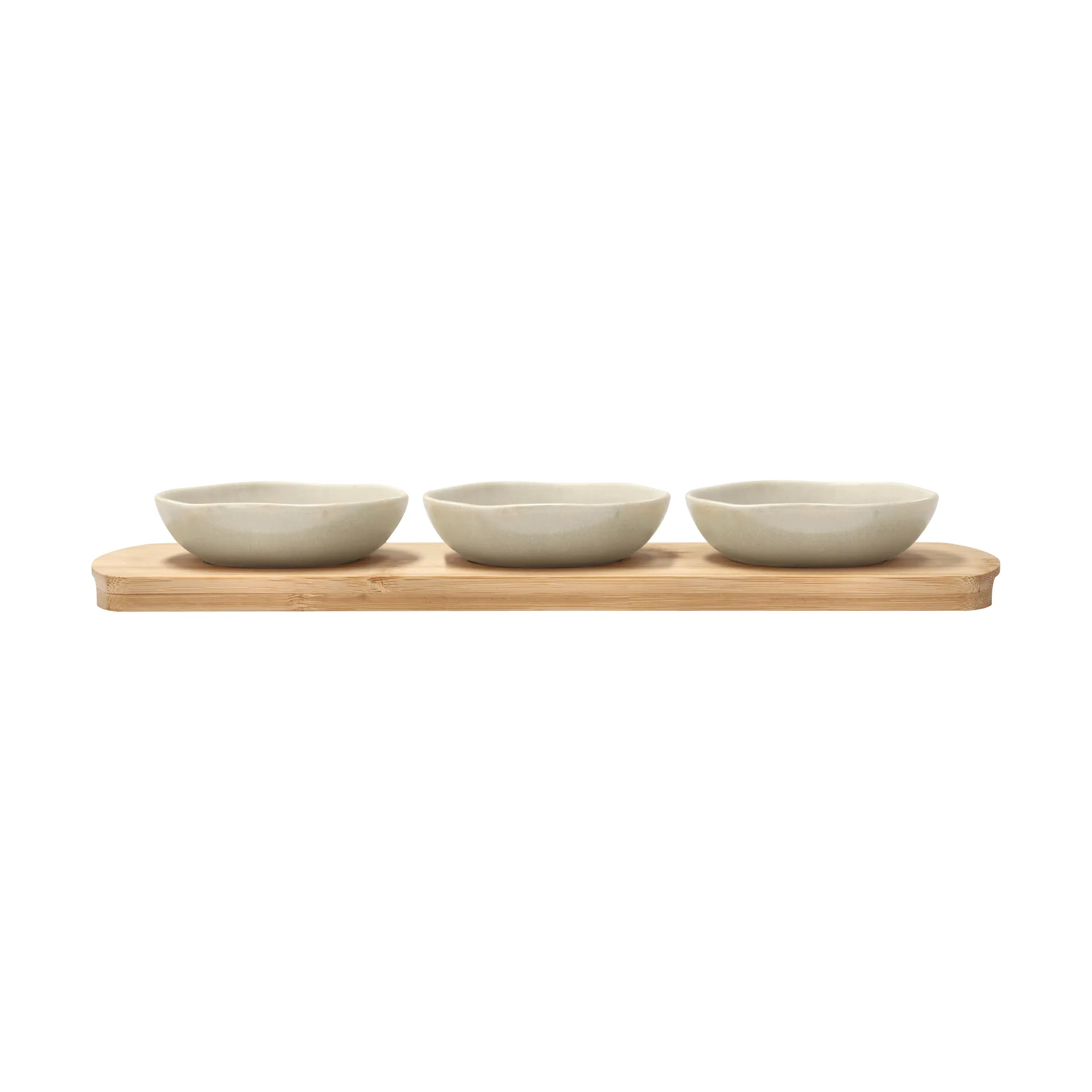 Shoku bamboe dienblad met 3 schalen, Beige Villa Collection