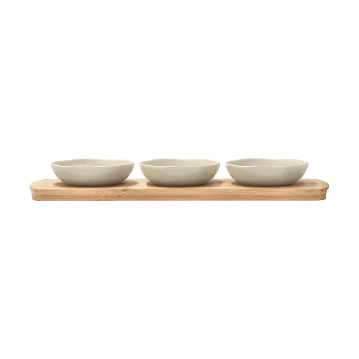 Shoku bamboe dienblad met 3 schalen - Beige - Villa Collection