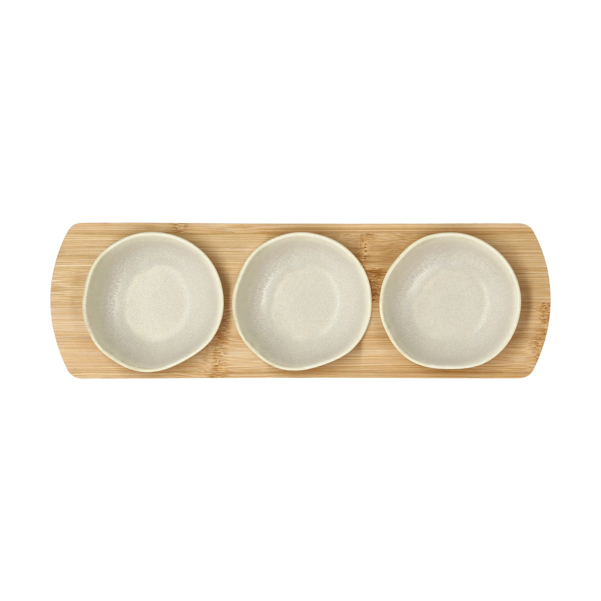 Shoku bamboe dienblad met 3 schalen, Beige Villa Collection