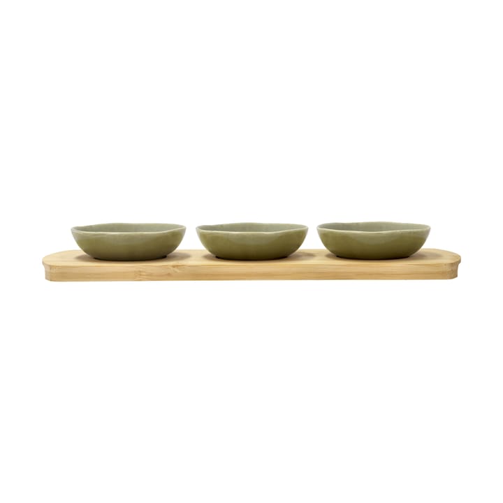 Shoku bamboe dienblad met 3 schalen - Pure Green - Villa Collection