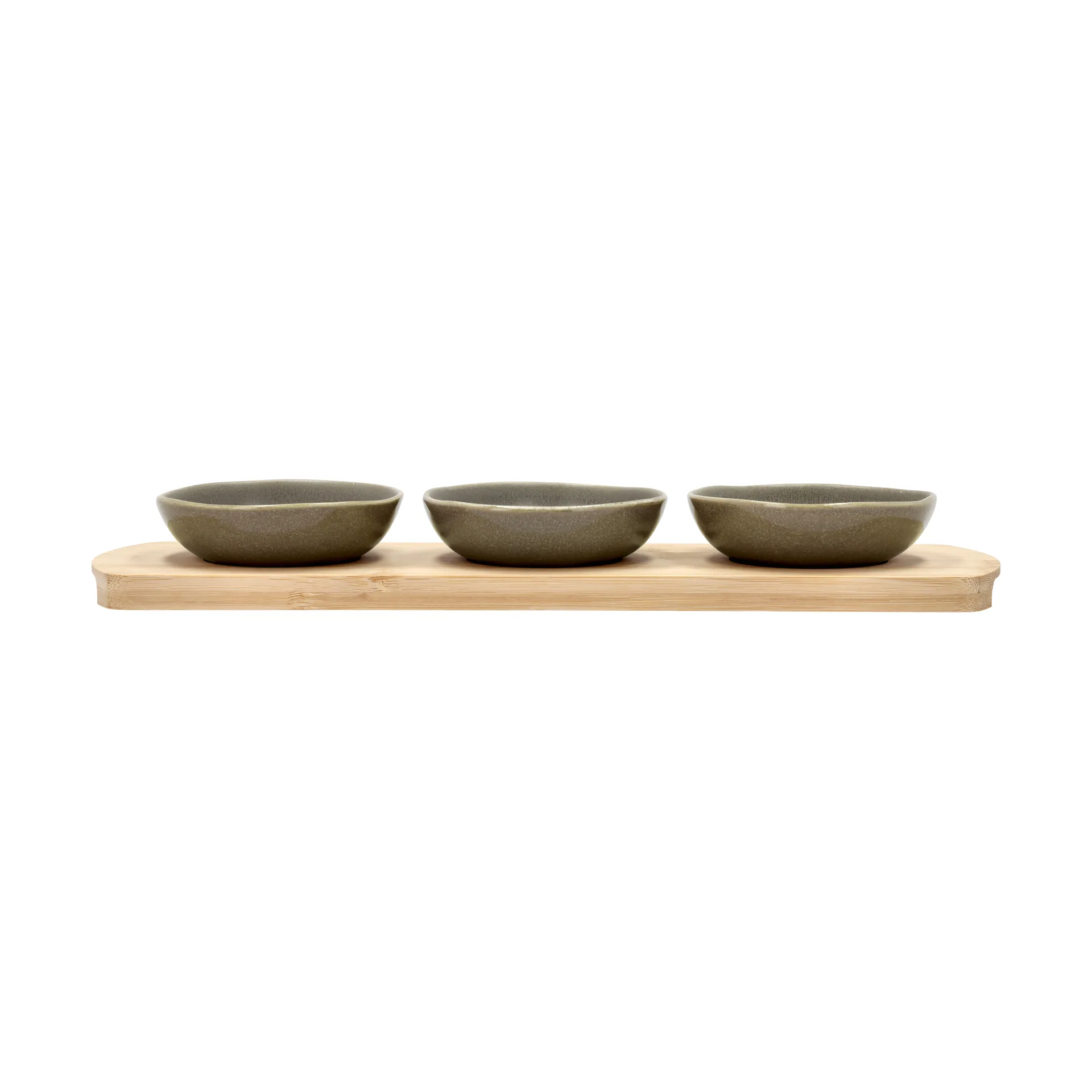 Shoku bamboe dienblad met 3 schalen, Warm Brown Villa Collection
