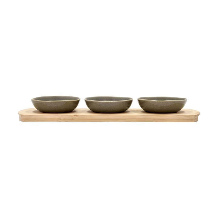 Shoku bamboe dienblad met 3 schalen - Warm Brown - Villa Collection