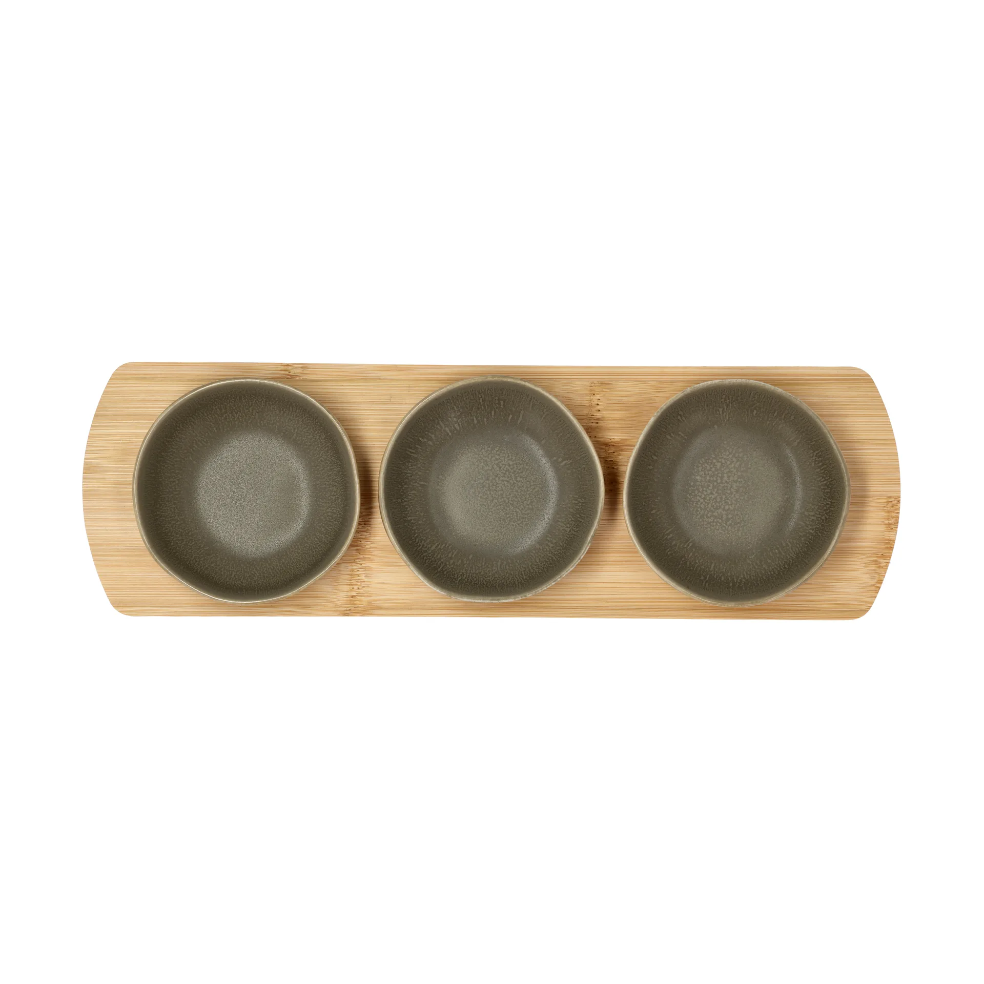 Shoku bamboe dienblad met 3 schalen, Warm Brown Villa Collection