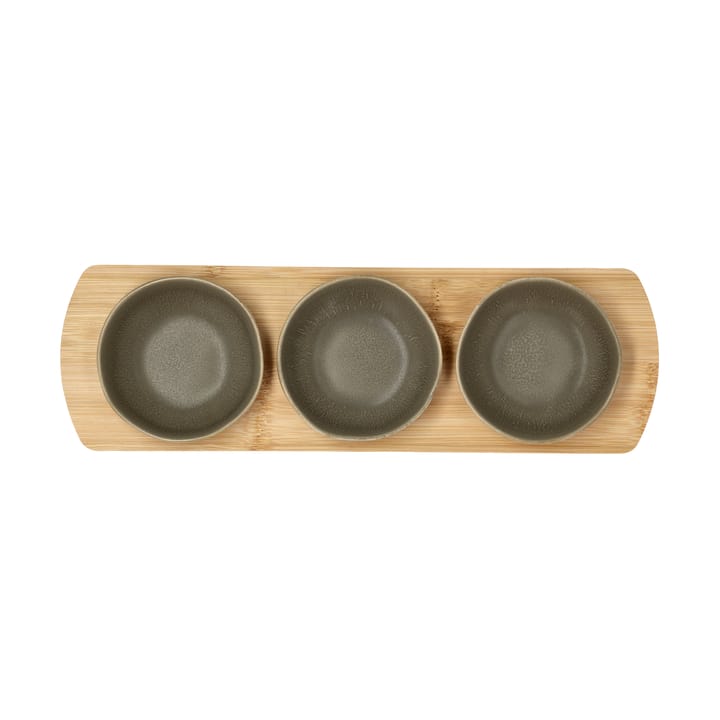 Shoku bamboe dienblad met 3 schalen, Warm Brown Villa Collection