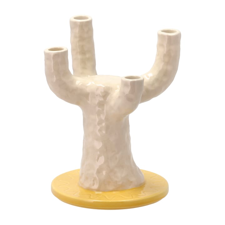Styles kandelaar 19,5x25 cm - Geel-wit - Villa Collection